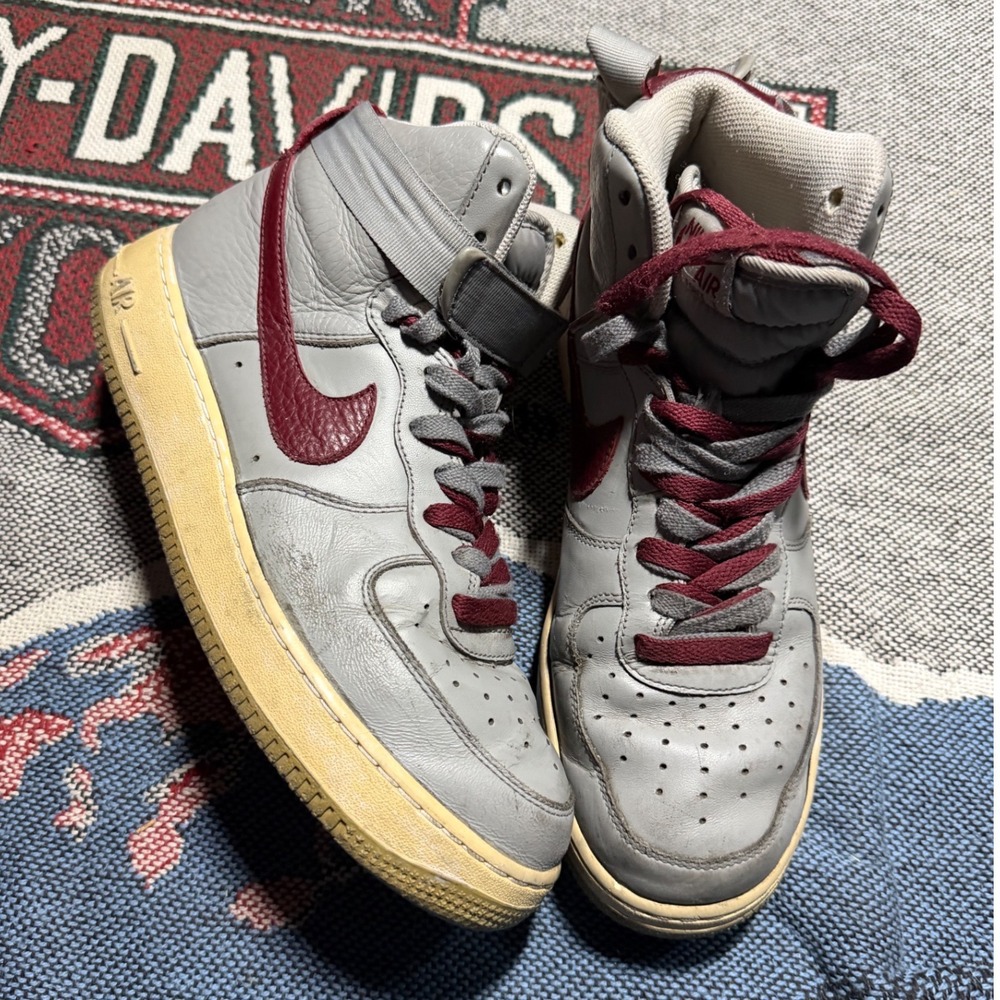 Nike Air Force 1 High 07 Medium Grey Team Red 315121-012 Mens 8.5 2011 Vintage